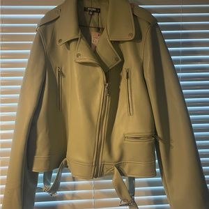 Missguided Sage Colored faux leather jacket
